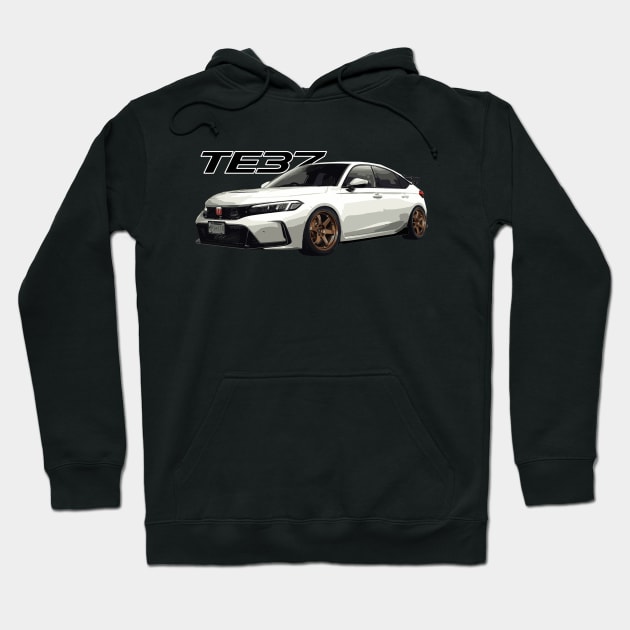 jDM te37 FL5R HOT HATCH OEM champ white 11th gen Hoodie by cowtown_cowboy